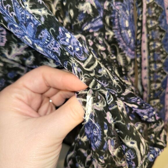 Lucky Brand Black Blue Sheer Top Large - Picture 5 of 11